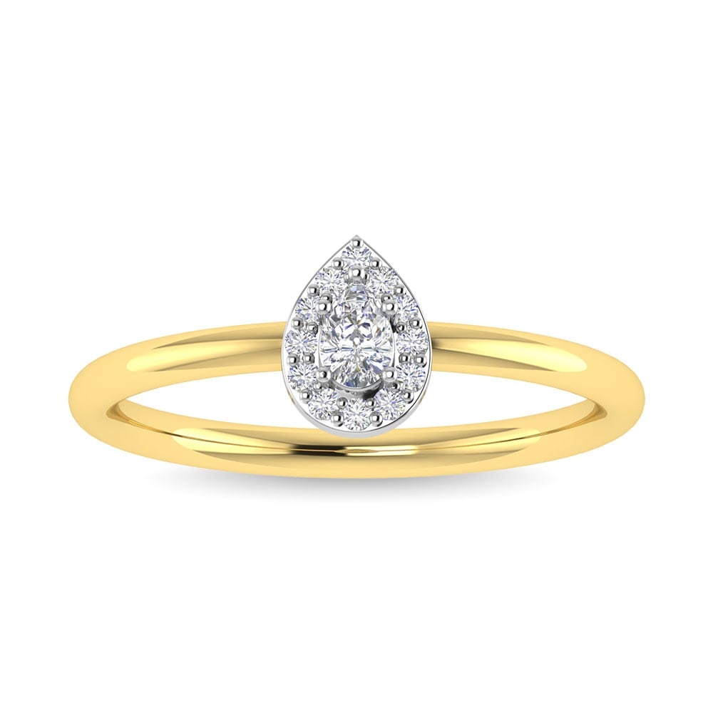 Diamond 1/6 Ct.Tw. Pear Cut Promise Ring in 14K Two Tone Gold: Diamond 1/6 Ct.Tw. Pear Cut Promise Ring in 14K Two Tone Gold Diamond 1/6 Ct.Tw. Pear Cut Promise Ring in 14K Two Tone Gold 14k Two Tone Stone Color: G-h Stone Clarity: I1 Each ring is presented in st