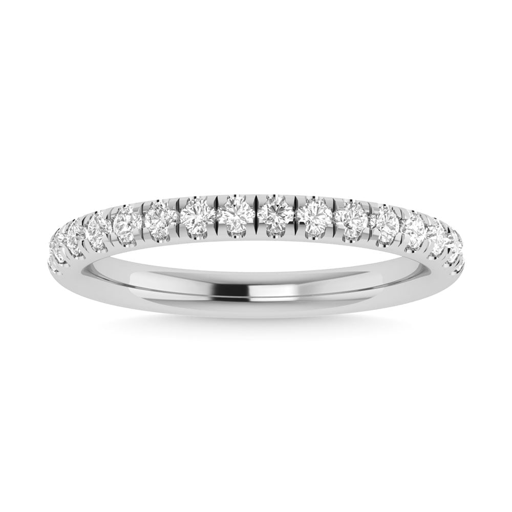 Diamond 3/8 Ct.Tw. Anniversary Band in 14K White Gold: Diamond 3/8 Ct.Tw. Anniversary Band in 14K White Gold 14k White Gold Stone Color: G-h Stone Clarity: I1 Each ring is presented in standard size 6.5. Complimentary resizing is available between sizes 5