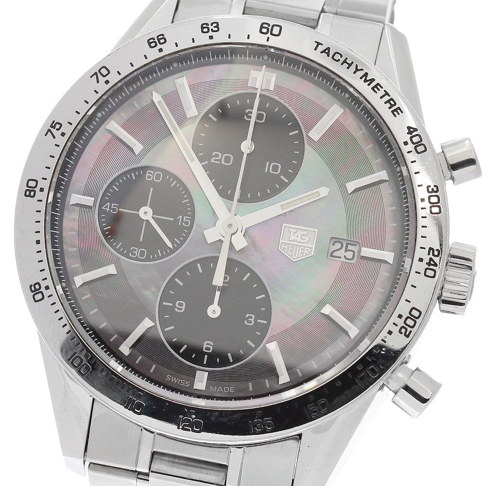 TAG Heuer Carrera Caliber 16 mens automatic chronograph watch CV201P-0: TAG Heuer Carrera Caliber 16 mens automatic chronograph watch CV201P-0 Pre-owned TAG Heuer Carrera Calibre 16 men's wristwatch with automatic movement, chronograph, date, and small seconds functions. 