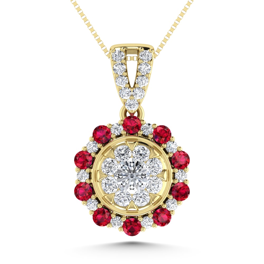 Diamond 7/8 Ct.Tw. And Blue Sapphire Fashion Pendant in 14K Yellow Gold (1 of 3)