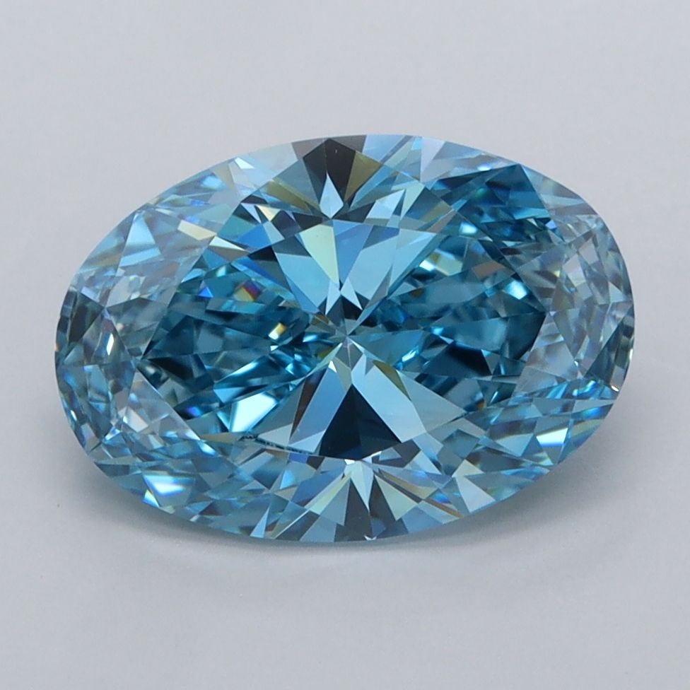 Loose Diamond - OVAL 2.57ct Fancy Vivid Blue VVS2: Loose Diamond - OVAL 2.57ct Fancy Vivid Blue VVS2 Source: This is a real non-mined Diamond that has been grown in a lab Shape: OVAL Carats: 2.57 Color: Fancy Vivid Blue Certification: IGI Video: