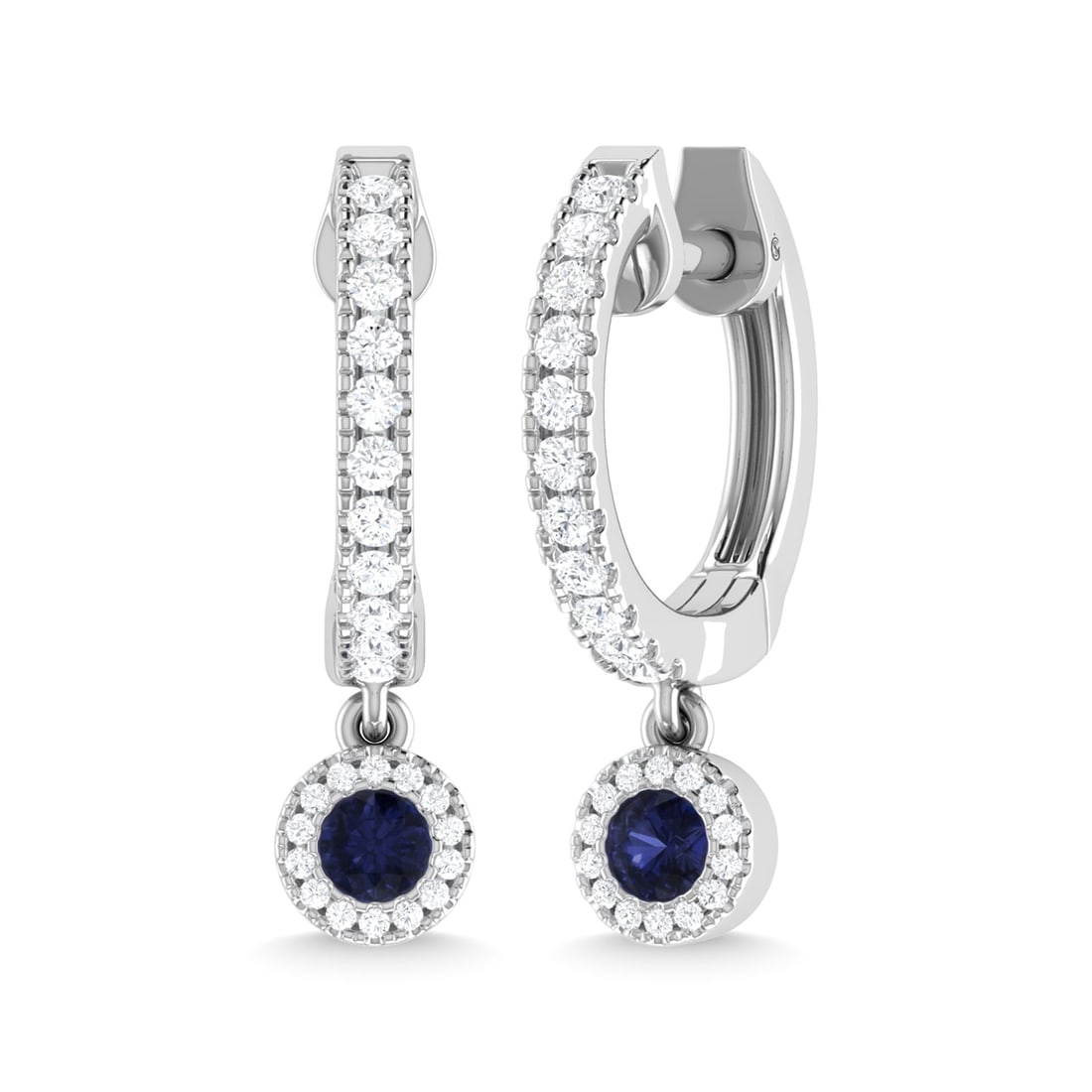 14K White Gold Blue Sapphire and Diamond 1/4 Ct.Tw. Fashion Earrings (1 of 4)
