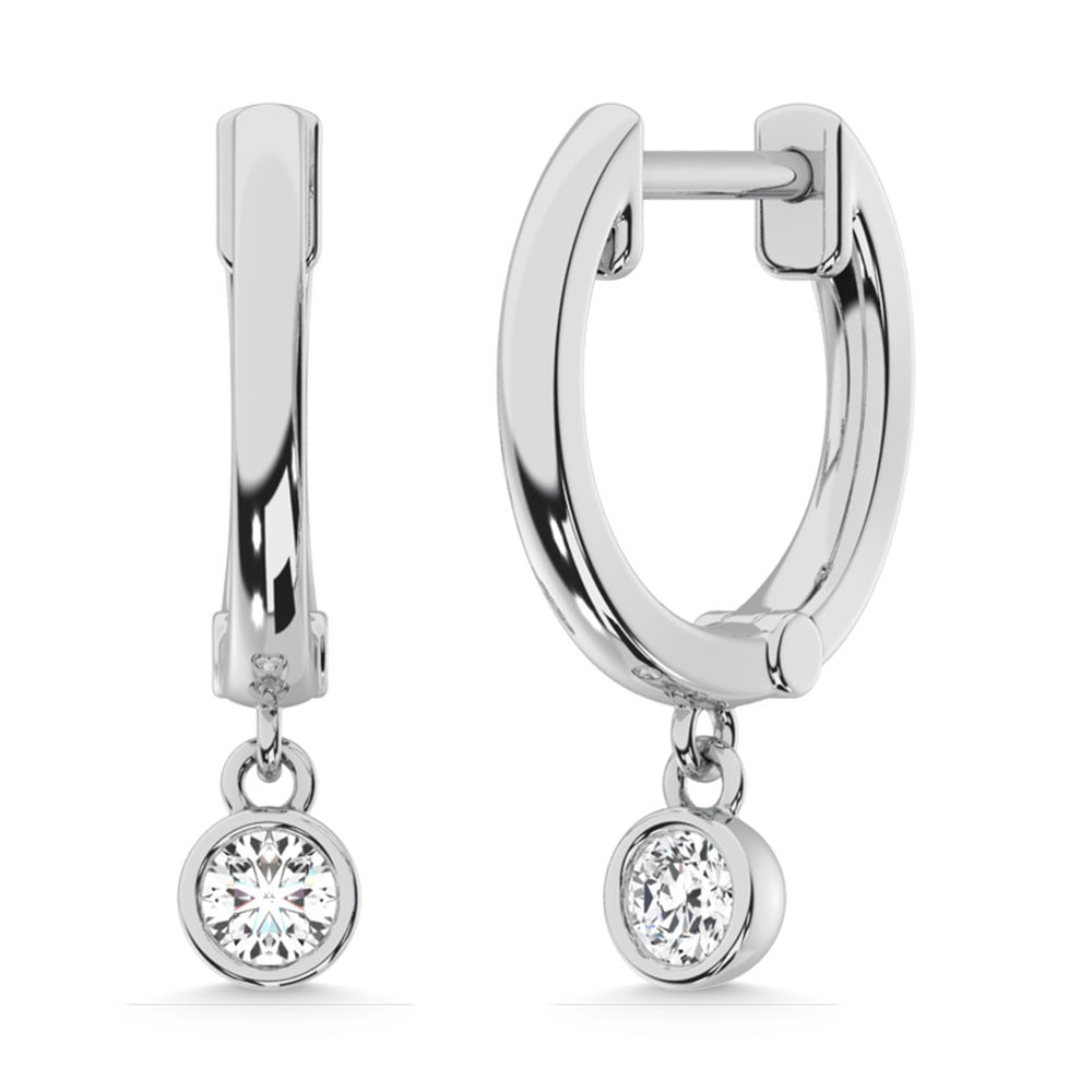 10K White Gold Lab Grown Diamond 1/2 Ct.Tw. Round Shape Hoop Earrings (1 of 4)