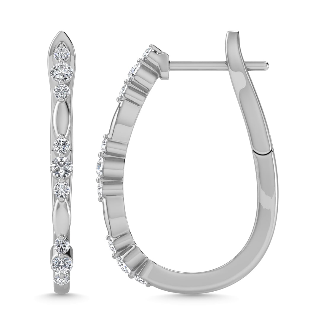 Diamond 3/8 Ct.Tw. Hoop Earrings in 10K White Gold: Diamond 3/8 Ct.Tw. Hoop Earrings in 10K White Gold 10k White Gold Stone Color: G-h Stone Clarity: I1 This item may take 2-5 weeks for shipping. The Diamond Depot Guarantee: All items in this auction a