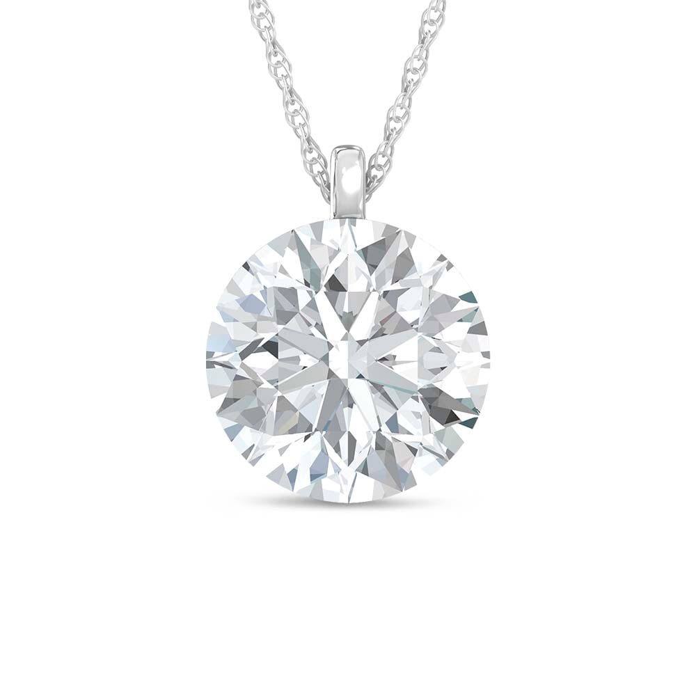 14K White Gold Lab Grown Diamond 3 Ct.Tw. Float Invisible Solitaire Pendant: 14K White Gold Lab Grown Diamond 3 Ct.Tw. Float Invisible Solitaire Pendant A striking display of brilliance, this 14K white gold floating pendant features a breathtaking 3 Ct.Tw. lab grown diamond, c