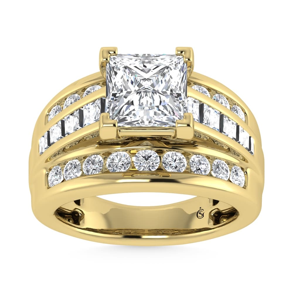 10K Yellow Gold Lab Grown Diamond 3 7/8 ct.Tw. Princess Shape Engagement Ring (IGI Certified Center: 10K Yellow Gold Lab Grown Diamond 3 7/8 ct.Tw. Princess Shape Engagement Ring (IGI Certified Center 3ct) 10K Yellow Gold Lab Grown Diamond 3 7/8 Ct.Tw. Princess Shape Engagement Ring (IGI Certified