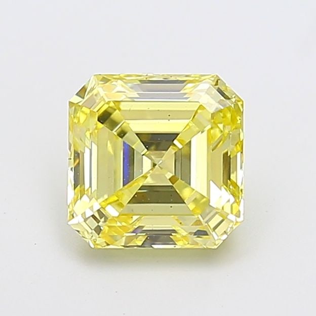 Loose Diamond - ASSCHER 2.02ct Fancy Yellow VS2: Loose Diamond - ASSCHER 2.02ct Fancy Yellow VS2 Source: This is a real non-mined Diamond that has been grown in a lab Shape: ASSCHER Carats: 2.02 Color: Fancy Yellow Certification: IGI Video:
