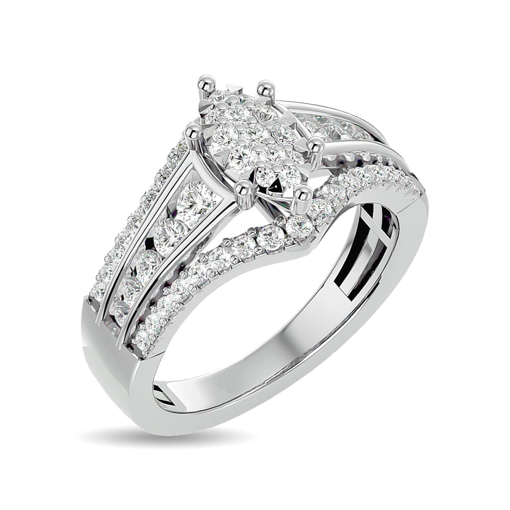 Diamond 1 Ct.tw Round Cut Fashion Ring in 10K White Gold: Diamond 1 Ct.tw Round Cut Fashion Ring in 10K White Gold 10k White Gold Stone Color: Gh Stone Clarity: Si2 Each ring is presented in standard size 6.5. Complimentary resizing is available between size
