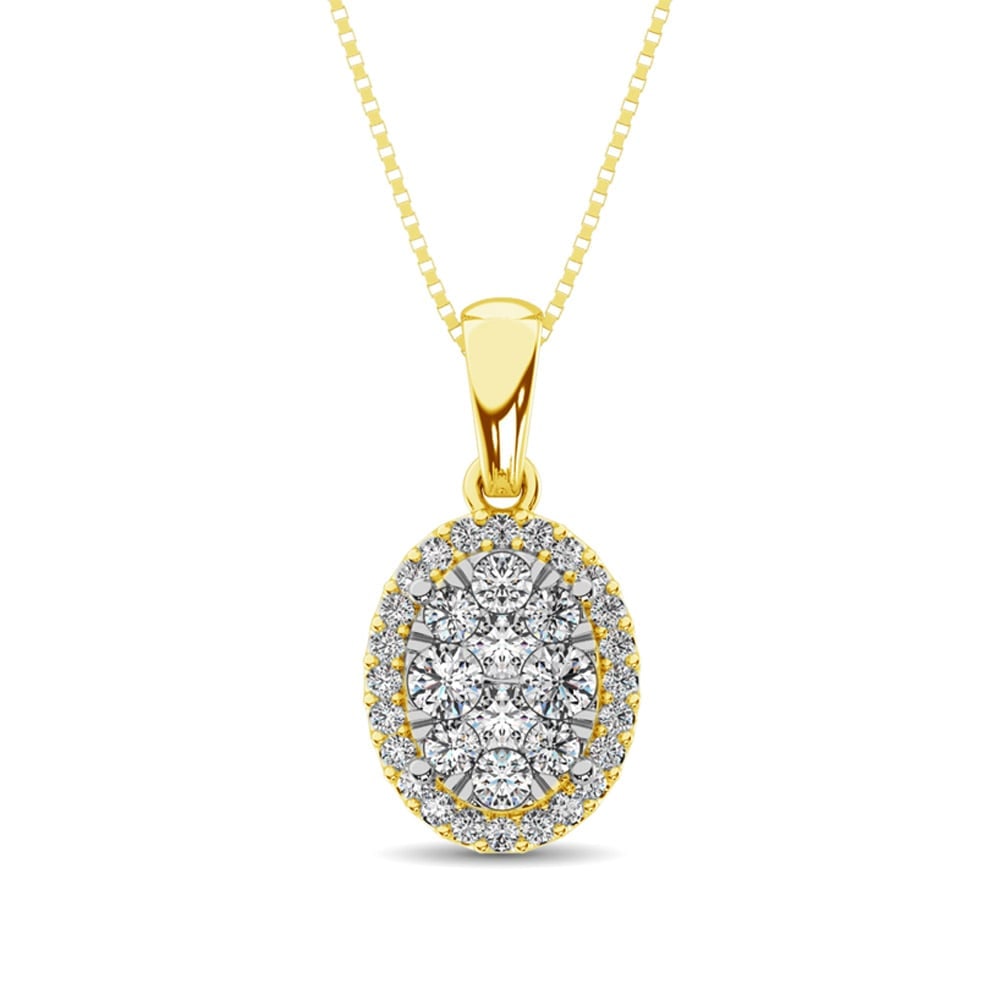 Diamond Fashion Pendant 5/8 Ct.tw Round Cut in 14K Yellow Gold: Diamond Fashion Pendant 5/8 Ct.tw Round Cut in 14K Yellow Gold 14k Yellow Gold Stone Color: Gh Stone Clarity: I1 Unless otherwise specified, pendants that include a chain are paired with our standard 