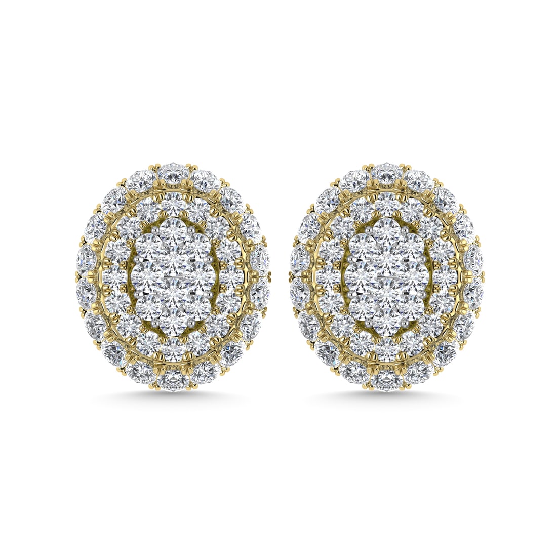 Diamond 5/8 Ct.Tw. Cluster Fashion Earrings in 14K Two Tone Gold: Diamond 5/8 Ct.Tw. Cluster Fashion Earrings in 14K Two Tone Gold 14k Yellow Gold Stone Color: G-h Stone Clarity: I1 This item may take 2-5 weeks for shipping. The Diamond Depot Guarantee: All items in