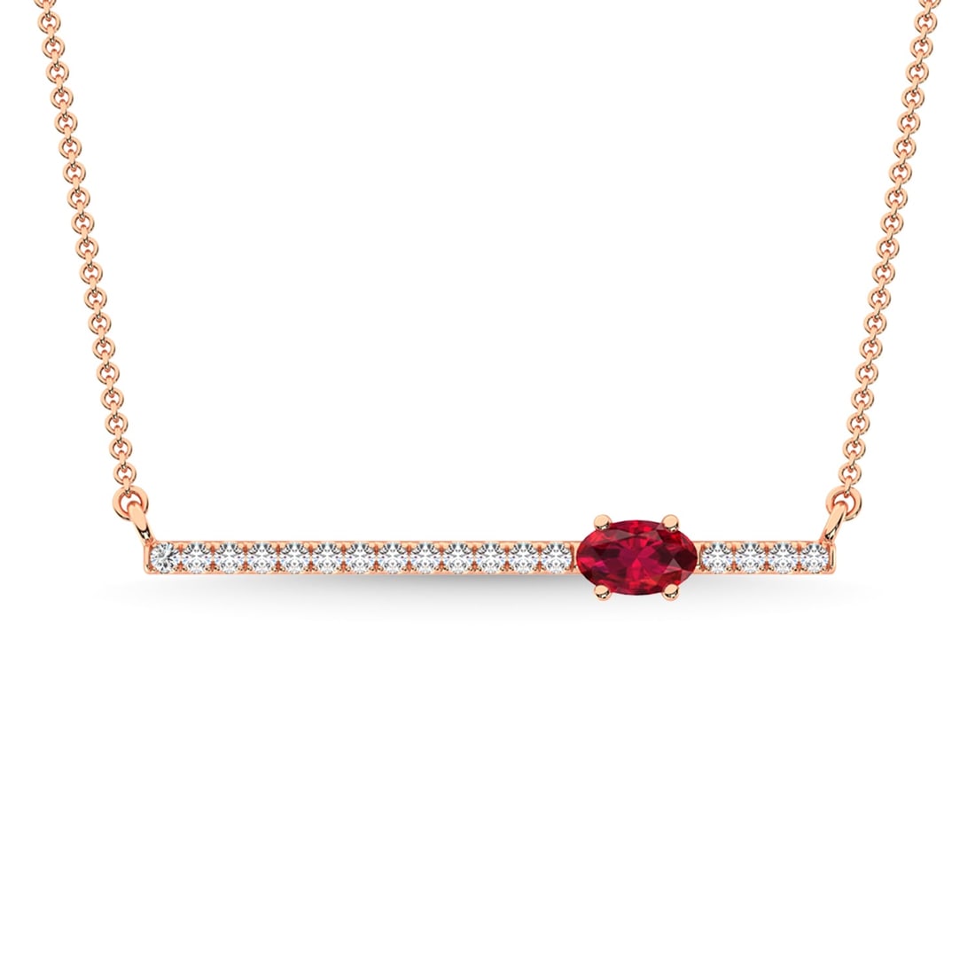 14K Rose Gold Diamond 1/2 Ct.Tw. And Ruby Necklace (1 of 4)