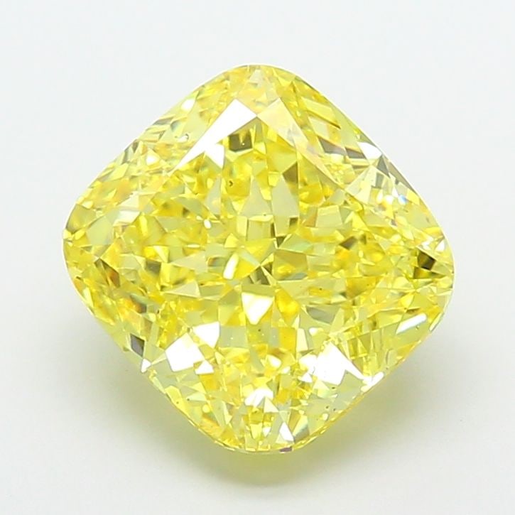 Loose Diamond - CUSHION MODIFIED 4.52ct Fancy Vivid Yellow SI1: Loose Diamond - CUSHION MODIFIED 4.52ct Fancy Vivid Yellow SI1 Source: This is a real non-mined Diamond that has been grown in a lab Shape: CUSHION MODIFIED Carats: 4.52 Color: Fancy Vivid Yellow Cert