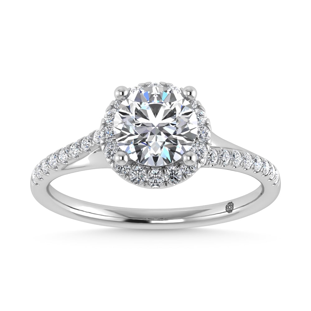 10K White Gold Lab Grown Diamond 1 1/4 Ct.Tw. Engagement Ring: 10K White Gold Lab Grown Diamond 1 1/4 Ct.Tw. Engagement Ring This elegant diamond engagement ring crafted in 10k White gold, features a Round -cut center stone of 1 ct that creates a stunning sparkle