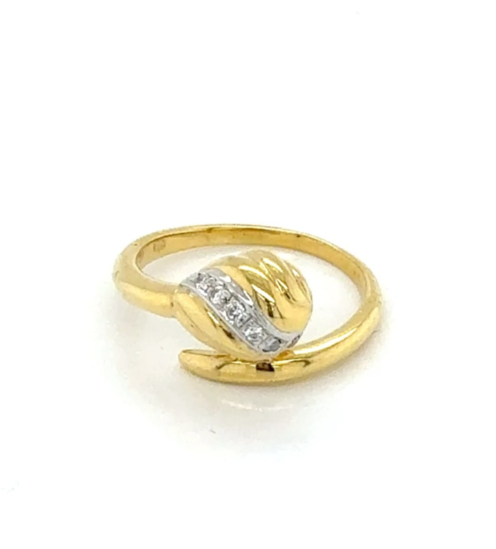 Cartier Diamond Snake Bypass Ring 18k Two Tone Gold Size 4: Cartier Diamond Snake Bypass Ring 18k Two Tone Gold Size 4 Authentic Cartier Diamond Snake Bypass ring crafted in 18k two-tone gold with natural diamond accents. This vintage signed ring features a sc