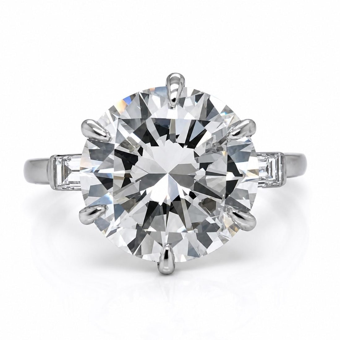 Platinum Diamond Ring with GIA 5.94 Ct Center and Baguette Accents (1 of 5)