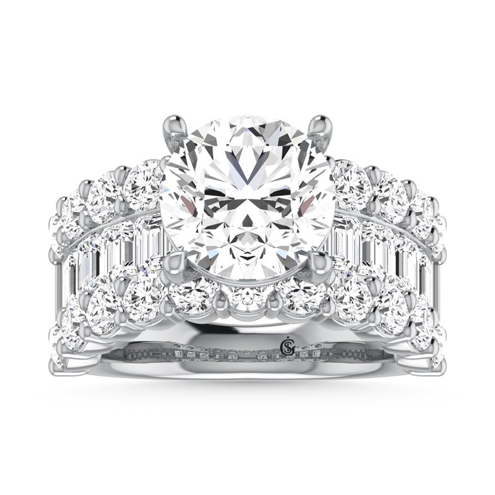 14K White Gold Lab Grown Diamond 8 1/5 Ct.Tw. Round and Emerald Band: 14K White Gold Lab Grown Diamond 8 1/5 Ct.Tw. Round and Emerald Band 14K White Gold Lab Grown Diamond 8 1/5 Ct.Tw. Round and Emerald Band 14k White Gold Stone Color: D-f Stone Clarity: Vs Each ring is