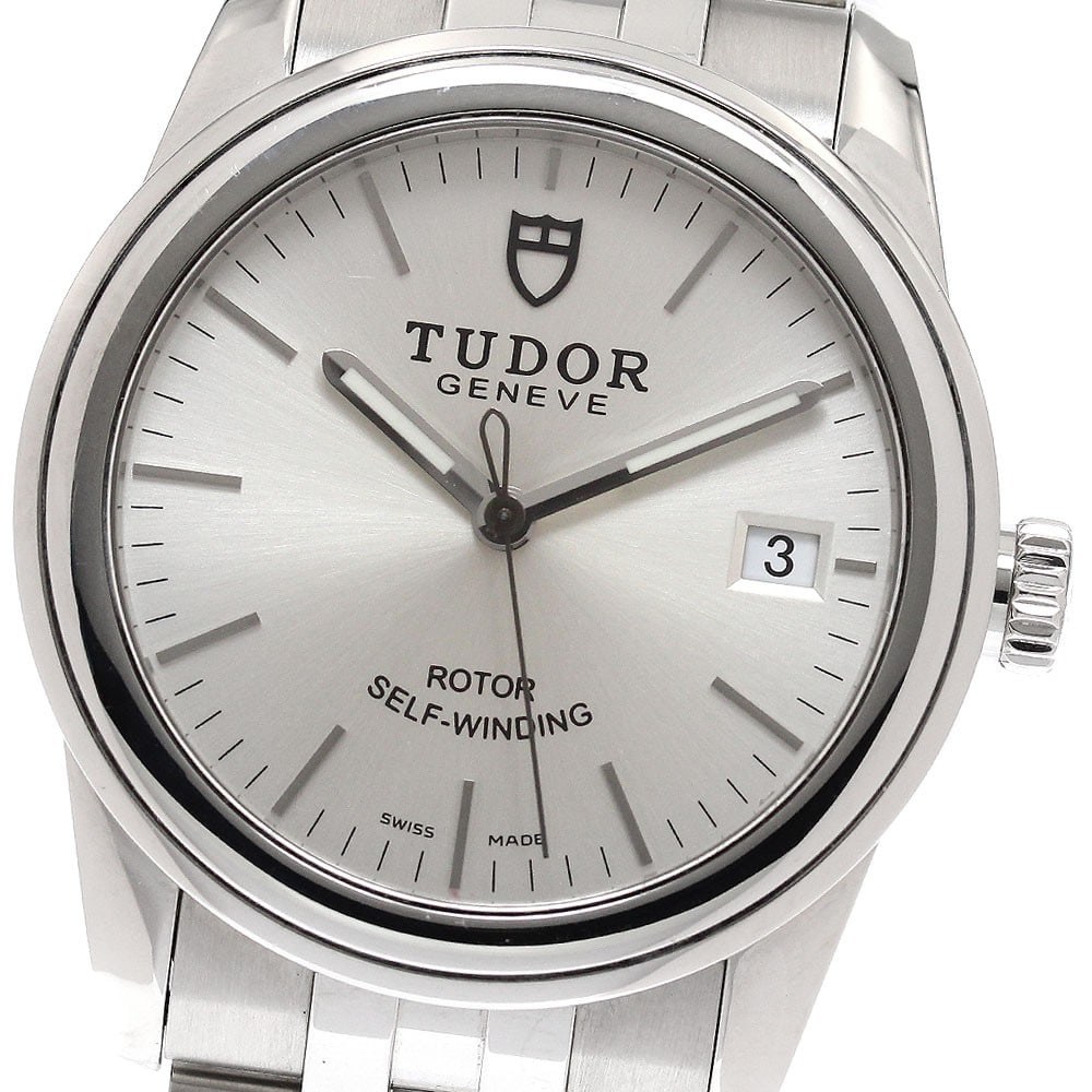 TUDOR Glamour Date 55000 automatic stainless steel mens wristwatch: TUDOR Glamour Date 55000 automatic stainless steel mens wristwatch TUDOR Glamour Date automatic men's wristwatch in pre-owned condition. The watch is described as Swiss origin and from the men's depar