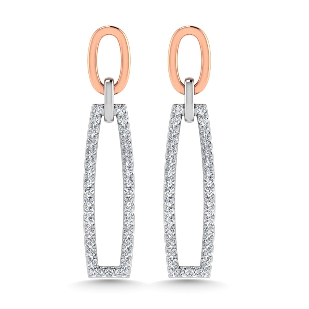 14K Two Tone Diamond 1/5 Ct.Tw. Fashion Earrings: 14K Two Tone Diamond 1/5 Ct.Tw. Fashion Earrings 14k Two Tone Stone Color: G-h Stone Clarity: I1 This item may take 2-5 weeks for shipping. The Diamond Depot Guarantee: All items in this auction are g