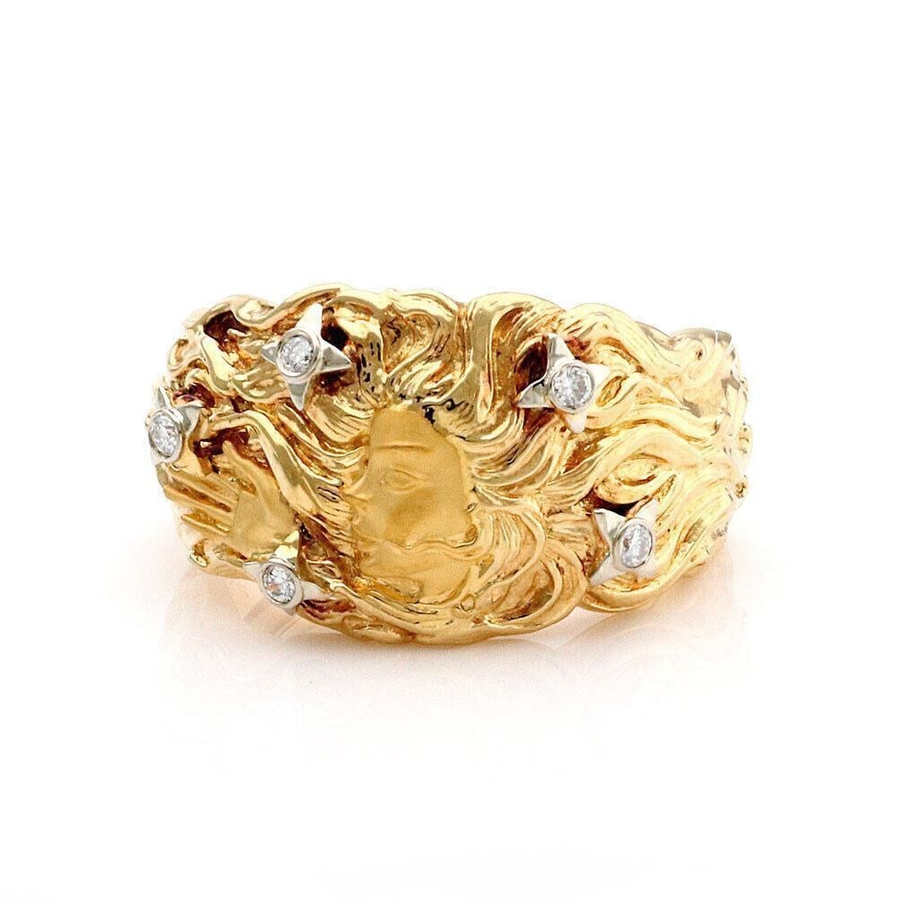 Carrera y Carrera Venus 18k Yellow Gold Diamond Band Ring Size 6: Carrera y Carrera Venus 18k Yellow Gold Diamond Band Ring Size 6 Pre-owned Carrera y Carrera Venus wide band ring crafted in 18k yellow gold and set with natural round diamonds. This signed sculptural