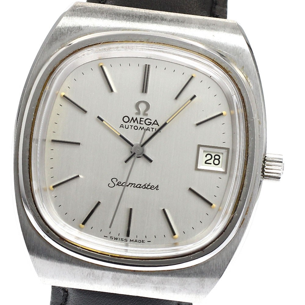 Omega Seamaster 166.0205 Automatic Date Men's Wristwatch: Omega Seamaster 166.0205 Automatic Date Men's Wristwatch This pre-owned OMEGA Seamaster men's wristwatch, reference 166.0205, features a stainless steel case paired with a silver dial and automatic mo