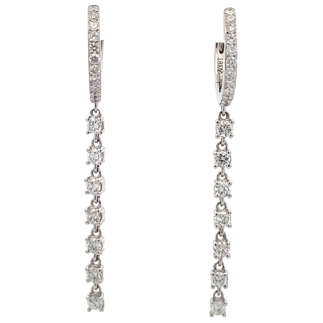 Harbor Diamonds 18K White Gold Diamond Hoop Dangle Earrings 0.93 Carats (1 of 7)