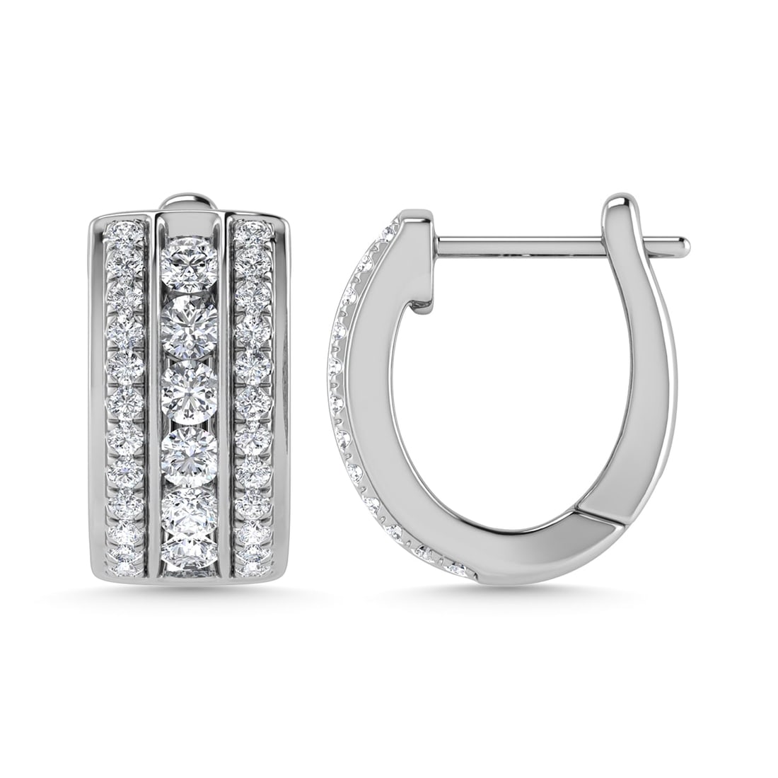 Diamond 1 Ct.Tw. Hoop Earrings in 14K White Gold: Diamond 1 Ct.Tw. Hoop Earrings in 14K White Gold 14k White Gold Stone Color: G-h Stone Clarity: Si2 This item may take 2-5 weeks for shipping. The Diamond Depot Guarantee: All items in this auction ar