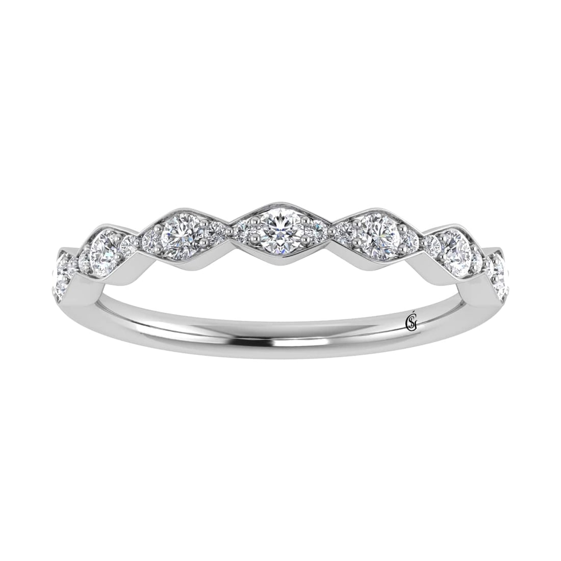 14K White Gold Lab Grown Diamond 1/4 Ct.Tw. Fashion Band: 14K White Gold Lab Grown Diamond 1/4 Ct.Tw. Fashion Band 14k White Gold Stone Color: G-h Stone Clarity: Si Each ring is presented in standard size 6.5. Complimentary resizing is available between size