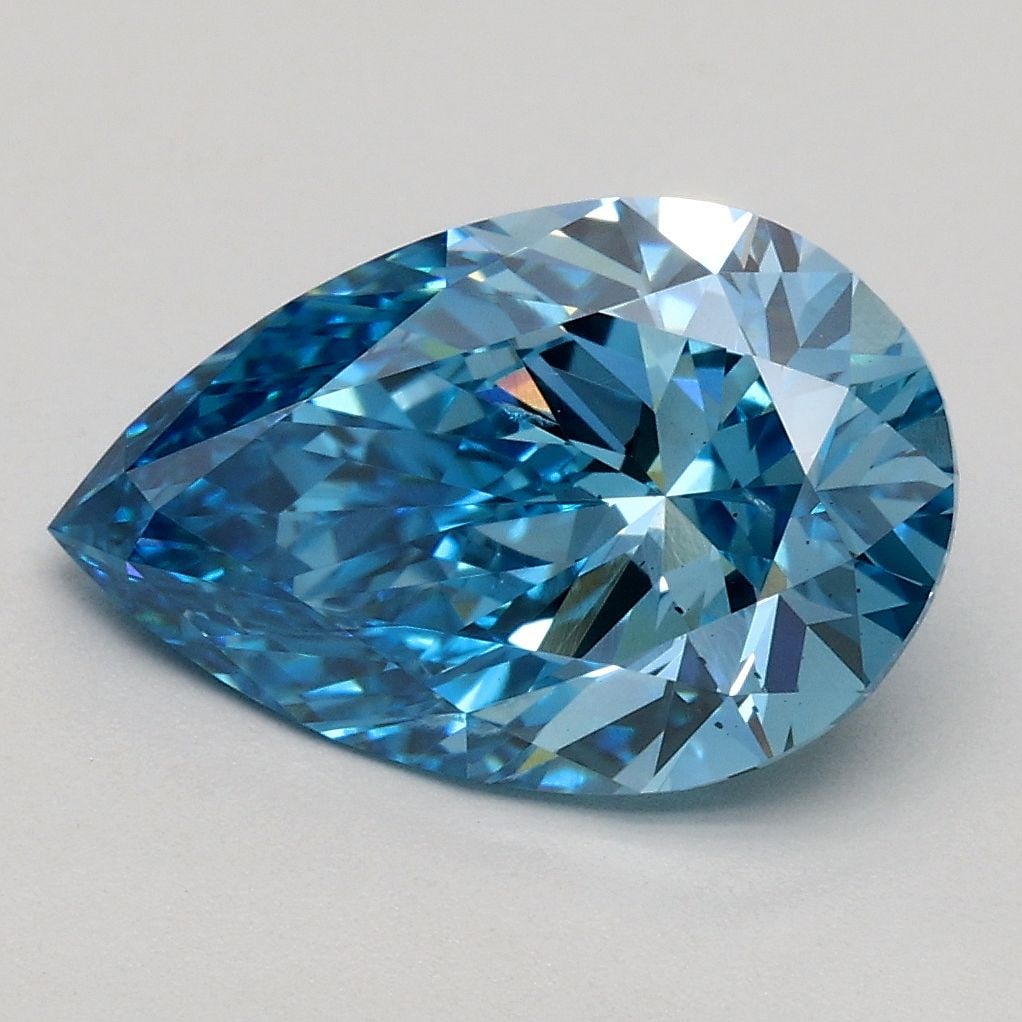 Loose Diamond - PEAR 2.13ct Fancy Vivid Blue SI1: Loose Diamond - PEAR 2.13ct Fancy Vivid Blue SI1 Source: This is a real non-mined Diamond that has been grown in a lab Shape: PEAR Carats: 2.13 Color: Fancy Vivid Blue Certification: IGI Video: Video