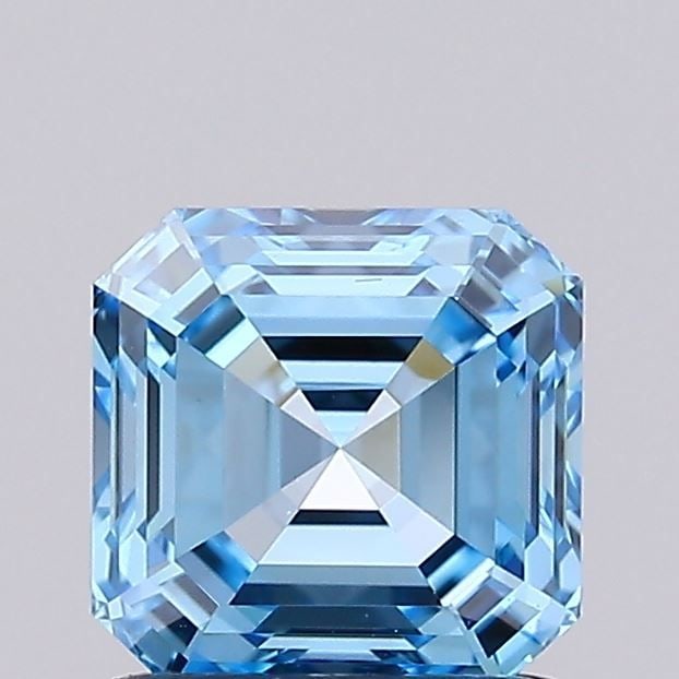 Loose Diamond - ASSCHER 1.01ct Fancy Vivid Blue VS1: Loose Diamond - ASSCHER 1.01ct Fancy Vivid Blue VS1 Source: This is a real non-mined Diamond that has been grown in a lab Shape: ASSCHER Carats: 1.01 Color: Fancy Vivid Blue Certification: IGI Video: