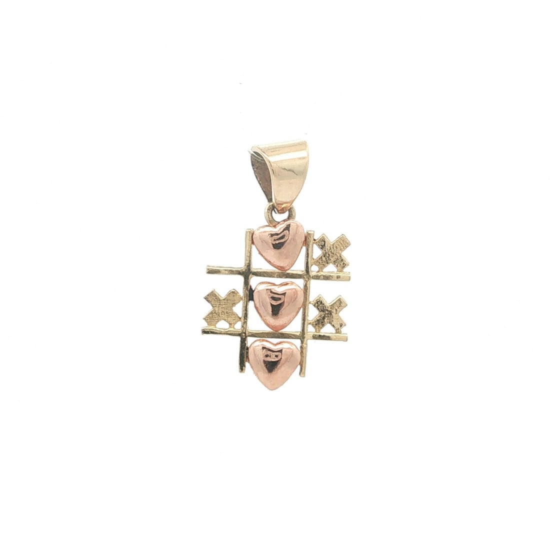 14k Yellow and Rose Gold Heart Tic Tac Toe Pendant Charm (1 of 7)