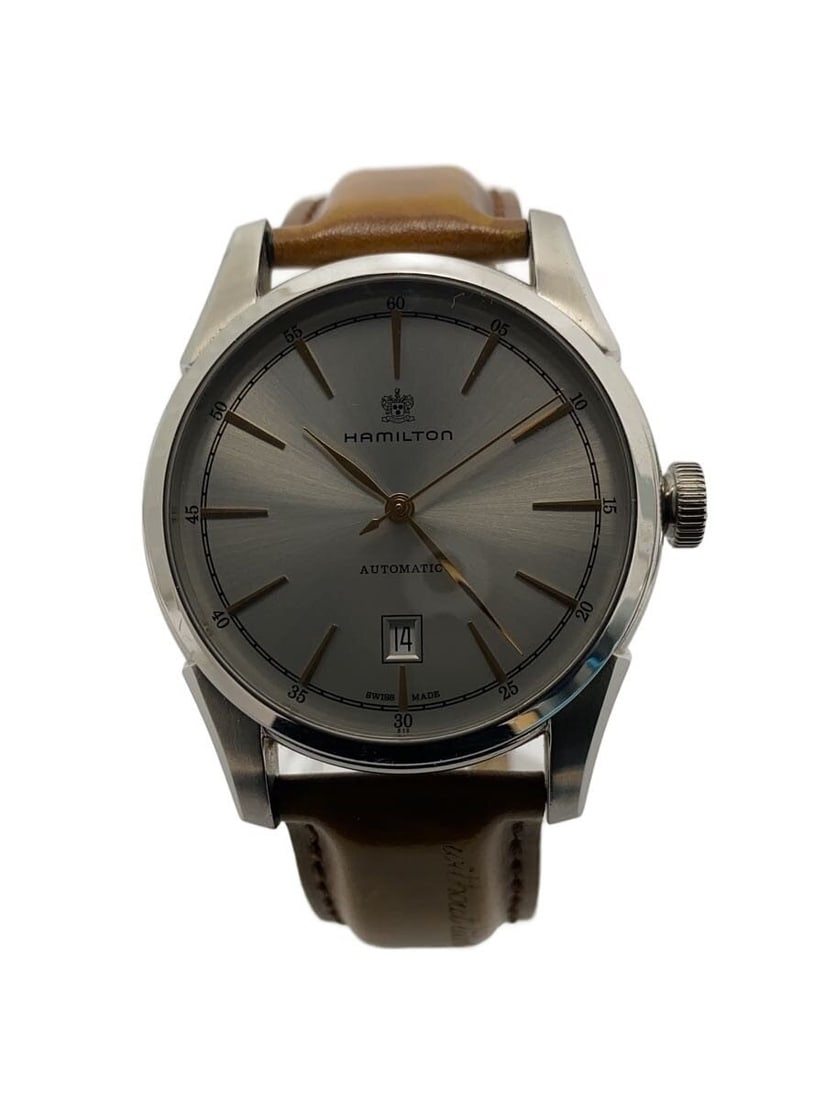 Hamilton American Classic Silver Leather Men's Wristwatch H424151: Hamilton American Classic Silver Leather Men's Wristwatch H424151 This Hamilton American Classic H424151 men's wristwatch features a silver-tone case paired with a leather strap. Designed in Switzerla
