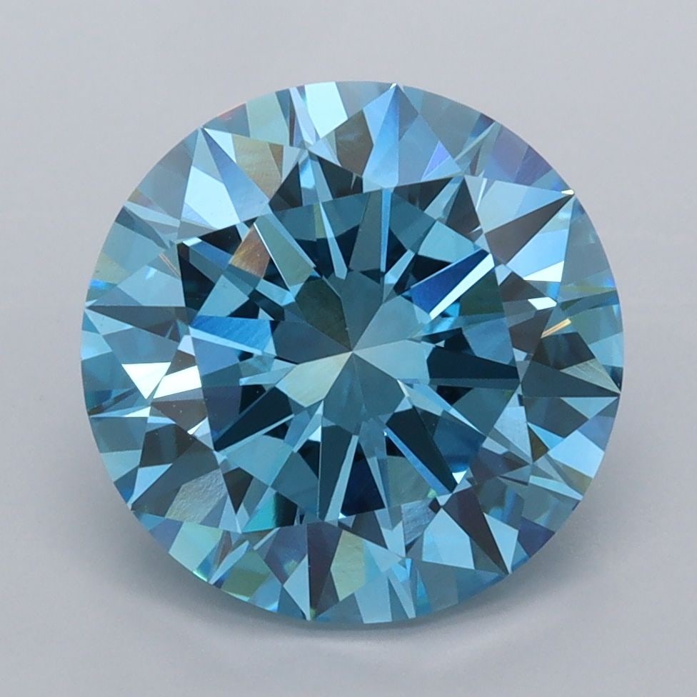 Loose Diamond - ROUND 4.01ct Fancy Vivid Blue VVS2: Loose Diamond - ROUND 4.01ct Fancy Vivid Blue VVS2 Source: This is a real non-mined Diamond that has been grown in a lab Shape: ROUND Carats: 4.01 Color: Fancy Vivid Blue Certification: IGI Video: