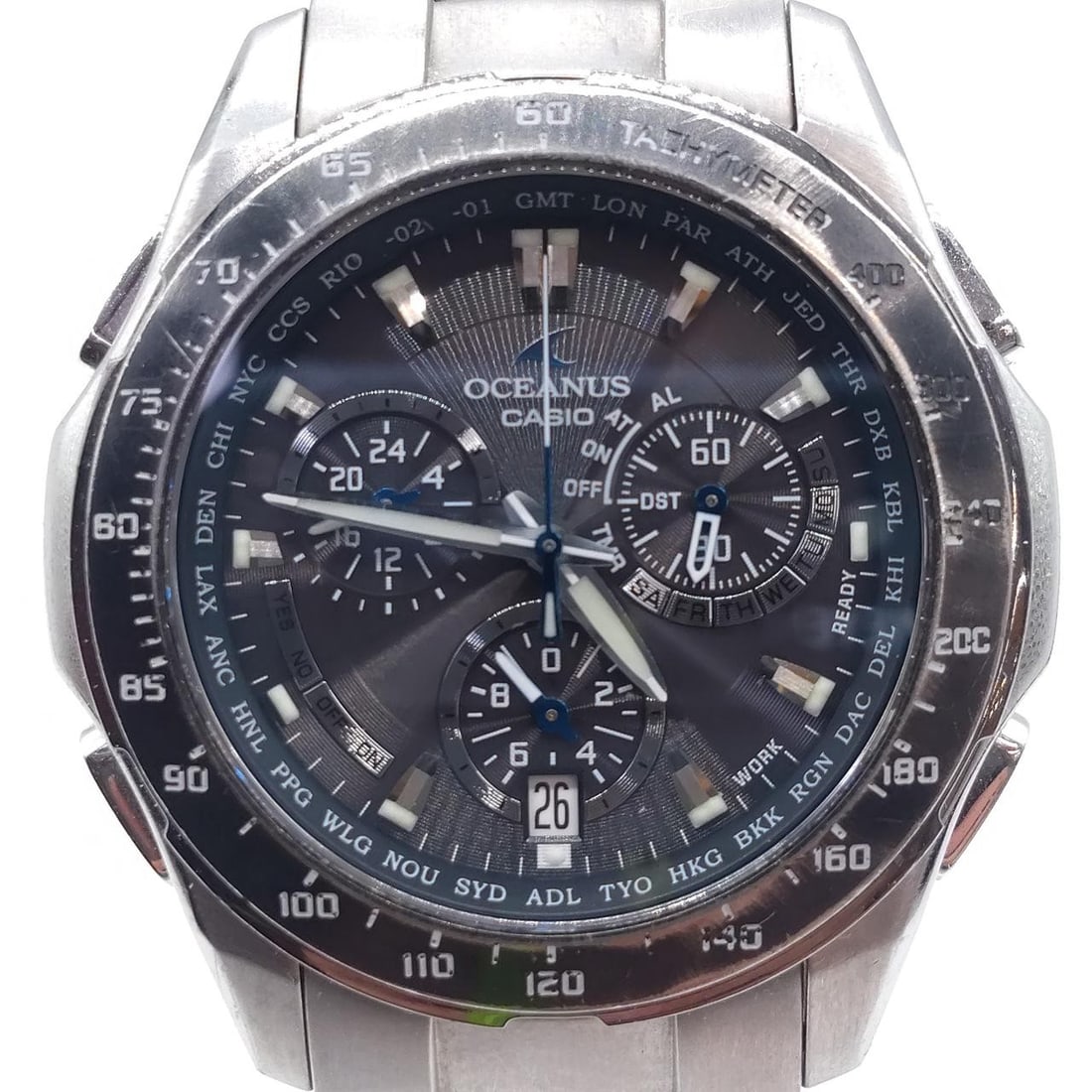 CASIO OCW-M800 OCEANUS titanium men's wristwatch Japan: CASIO OCW-M800 OCEANUS titanium men's wristwatch Japan Pre-owned CASIO OCEANUS Classic Line men's wristwatch with Tough Solar functionality. This Japan-made model features a titanium case and matching