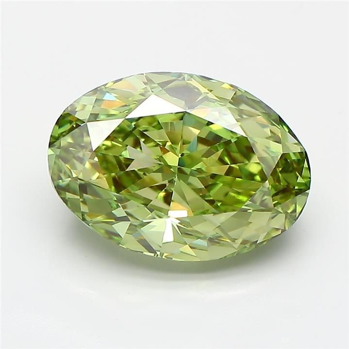 Loose Diamond - OVAL 4.35ct Fancy Vivid Green VVS2: Loose Diamond - OVAL 4.35ct Fancy Vivid Green VVS2 Source: This is a real non-mined Diamond that has been grown in a lab Shape: OVAL Carats: 4.35 Color: Fancy Vivid Green Certification: IGI Video: