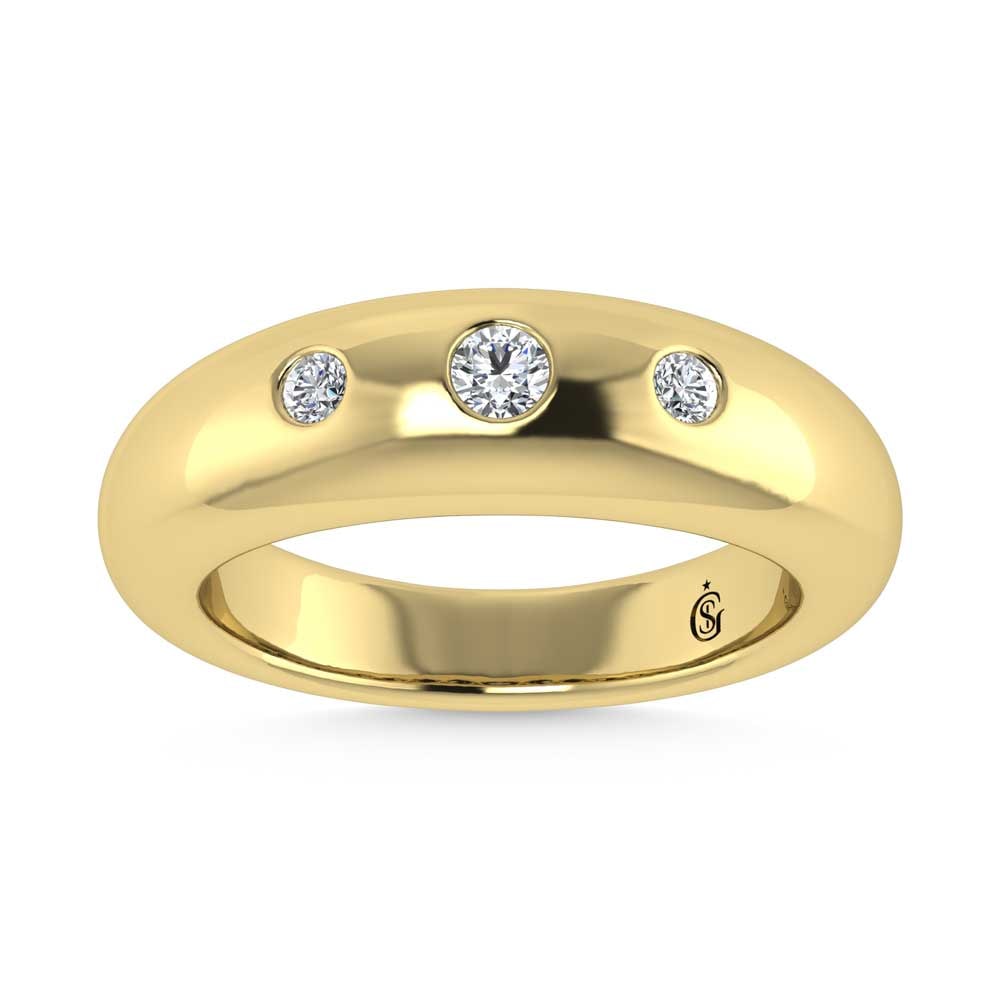 14K Yellow Gold Diamond 1/5 Ct.Tw. Flush Setting High Polish Band: 14K Yellow Gold Diamond 1/5 Ct.Tw. Flush Setting High Polish Band 14k Yellow Gold Stone Color: G-h Stone Clarity: Si2 Each ring is presented in standard size 6.5. Complimentary resizing is available b