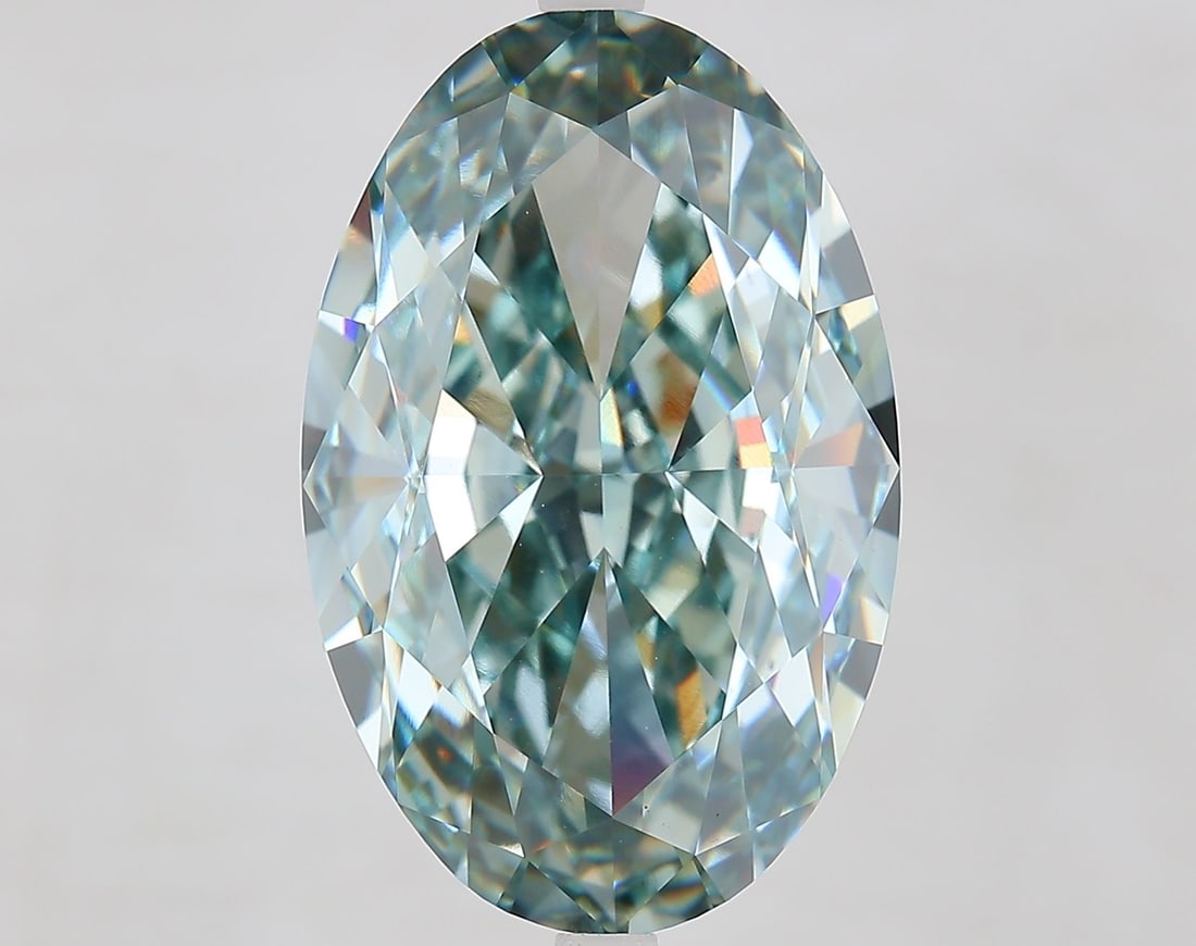 Loose Diamond - OVAL 15.02ct Fancy Intense Blue Green VS1: Loose Diamond - OVAL 15.02ct Fancy Intense Blue Green VS1 Source: This is a real non-mined Diamond that has been grown in a lab Shape: OVAL Carats: 15.02 Color: Fancy Intense Blue Green Certification: