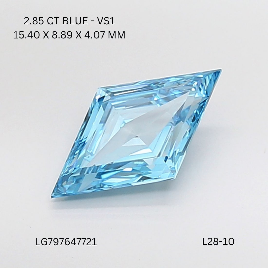 Loose Diamond - LOZENGE 2.85ct Fancy Vivid Blue VS1