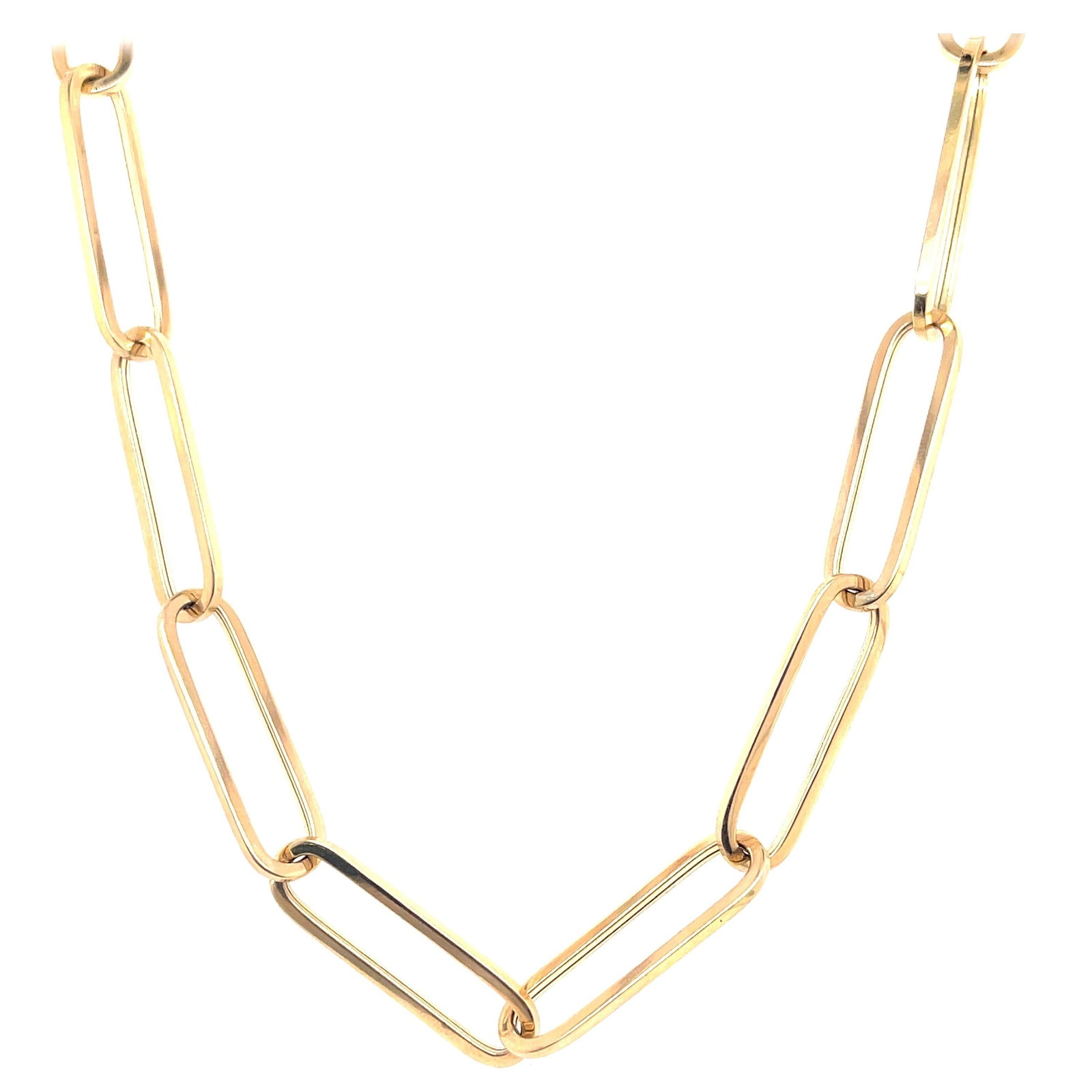 Harbor Diamonds 14K Yellow Gold 18 Inch Paperclip Link Necklace: Harbor Diamonds 14K Yellow Gold 18 Inch Paperclip Link Necklace This elegant 14 Karat Yellow Gold Paperclip Link Chain Necklace features a modern design crafted in Italy. Weighing approximately 12.55 