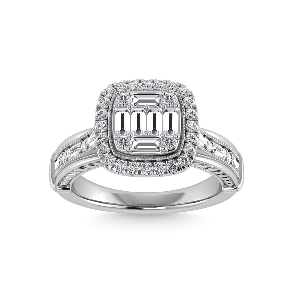 14K White Gold Diamond 3/4 Ct.Tw. Engagement Ring: 14K White Gold Diamond 3/4 Ct.Tw. Engagement Ring 14k White Gold Stone Color: G-h Stone Clarity: Si2 Each ring is presented in standard size 6.5. Complimentary resizing is available between sizes 510 