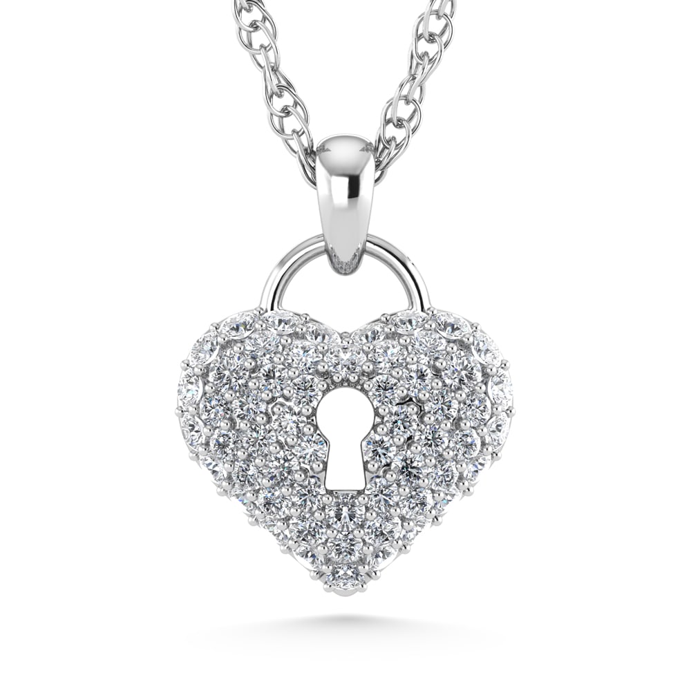 10K White Gold Diamond 1 Ct.Tw. Heart Pendant: 10K White Gold Diamond 1 Ct.Tw. Heart Pendant 10k White Gold Stone Color: G-h Stone Clarity: I1-i2 Unless otherwise specified, pendants that include a chain are paired with our standard 18-inch length
