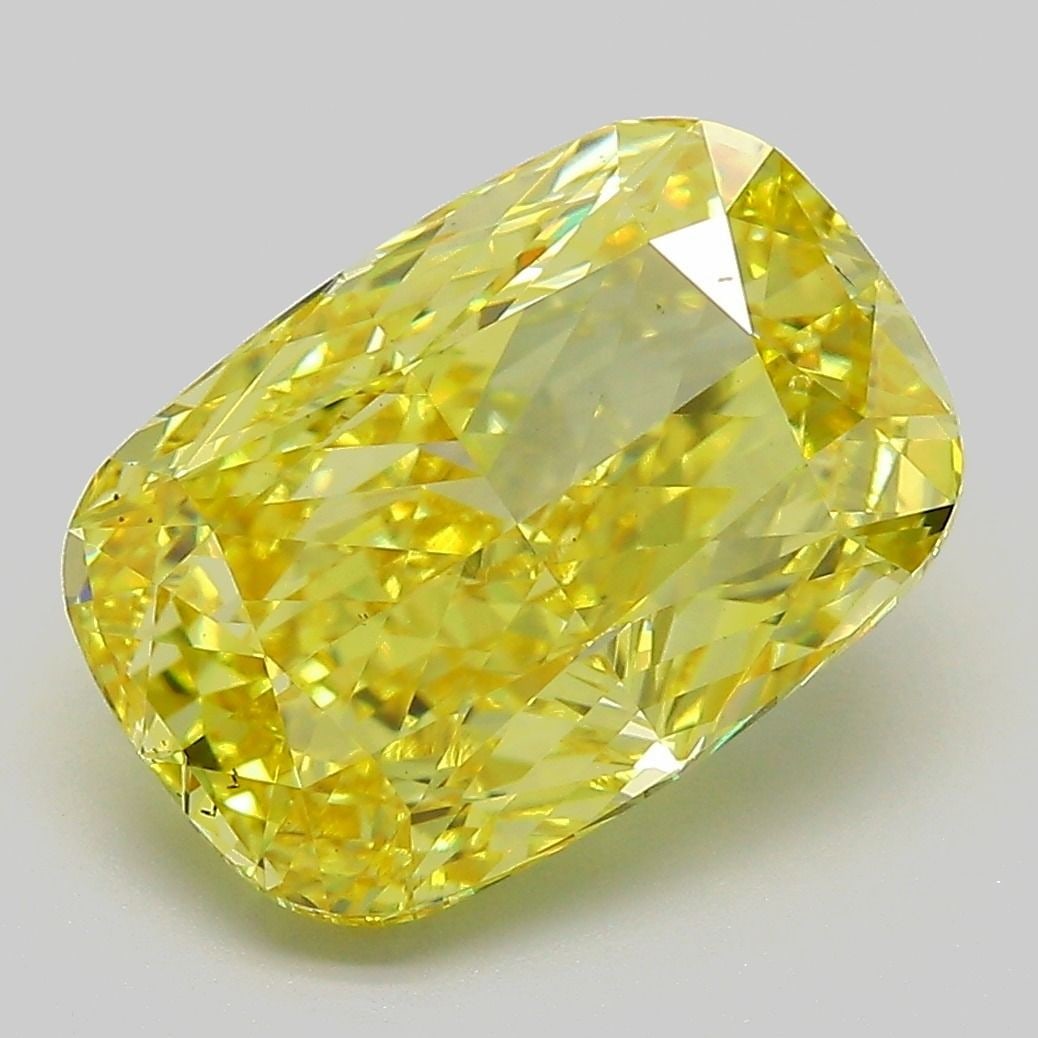 Loose Diamond - CUSHION MODIFIED 5.14ct Fancy Vivid Yellow VS2: Loose Diamond - CUSHION MODIFIED 5.14ct Fancy Vivid Yellow VS2 Source: This is a real non-mined Diamond that has been grown in a lab Shape: CUSHION MODIFIED Carats: 5.14 Color: Fancy Vivid Yellow Cert