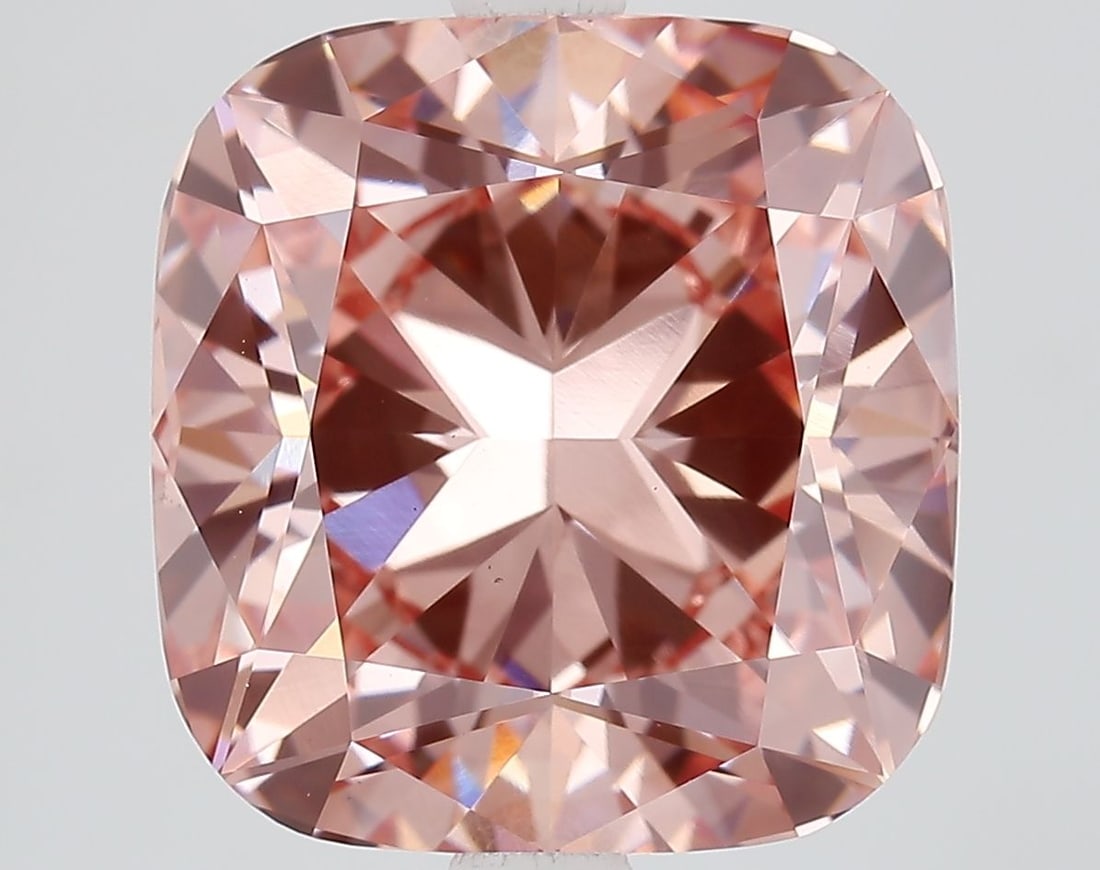Loose Diamond - CUSHION MODIFIED 5.08ct Fancy Intense Brownish Pink VVS2: Loose Diamond - CUSHION MODIFIED 5.08ct Fancy Intense Brownish Pink VVS2 Source: This is a real non-mined Diamond that has been grown in a lab Shape: CUSHION MODIFIED Carats: 5.08 Color: Fancy Intense