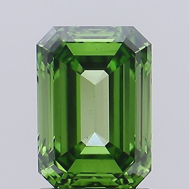 Loose Diamond - EMERALD 1.21ct Fancy Vivid Green VS2: Loose Diamond - EMERALD 1.21ct Fancy Vivid Green VS2 Source: This is a real non-mined Diamond that has been grown in a lab Shape: EMERALD Carats: 1.21 Color: Fancy Vivid Green Certification: IGI Video