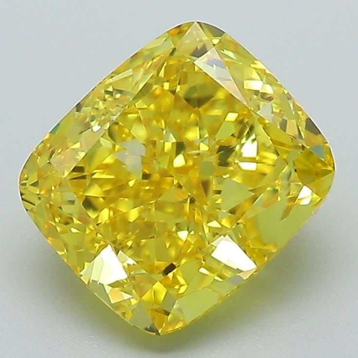 Loose Diamond - CUSHION BRILLIANT 2.55ct Fancy Vivid Yellow VS1: Loose Diamond - CUSHION BRILLIANT 2.55ct Fancy Vivid Yellow VS1 Source: This is a real non-mined Diamond that has been grown in a lab Shape: CUSHION BRILLIANT Carats: 2.55 Color: Fancy Vivid Yellow Ce