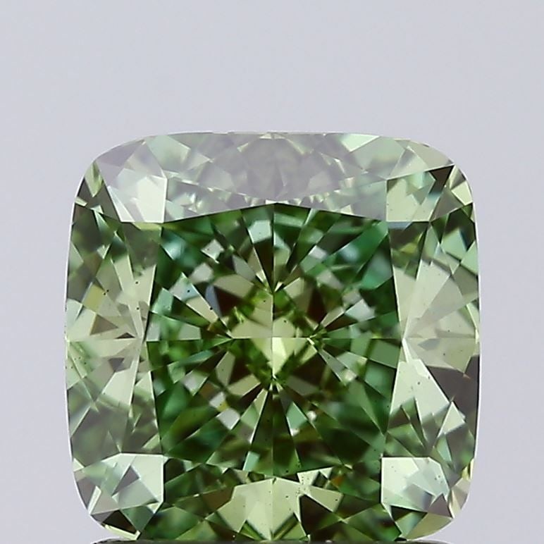 Loose Diamond - CUSHION MODIFIED 1.18ct Fancy Vivid Green VS2: Loose Diamond - CUSHION MODIFIED 1.18ct Fancy Vivid Green VS2 Source: This is a real non-mined Diamond that has been grown in a lab Shape: CUSHION MODIFIED Carats: 1.18 Color: Fancy Vivid Green Certif