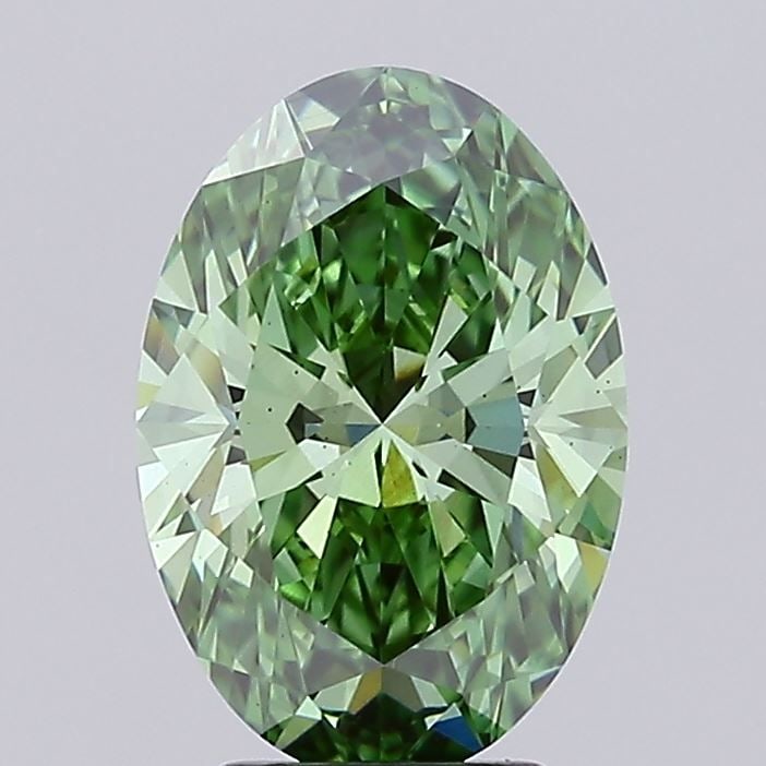 Loose Diamond - OVAL 3.16ct Fancy Vivid Green VS2: Loose Diamond - OVAL 3.16ct Fancy Vivid Green VS2 Source: This is a real non-mined Diamond that has been grown in a lab Shape: OVAL Carats: 3.16 Color: Fancy Vivid Green Certification: IGI Video: