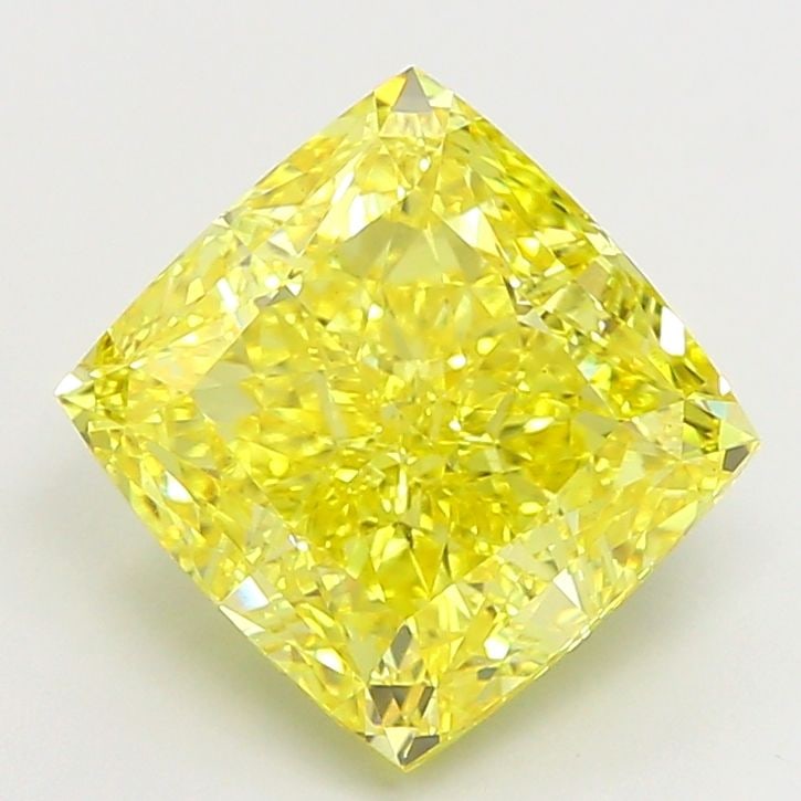 Loose Diamond - CUSHION MODIFIED 5.09ct Fancy Vivid Yellow VS1: Loose Diamond - CUSHION MODIFIED 5.09ct Fancy Vivid Yellow VS1 Source: This is a real non-mined Diamond that has been grown in a lab Shape: CUSHION MODIFIED Carats: 5.09 Color: Fancy Vivid Yellow Cert