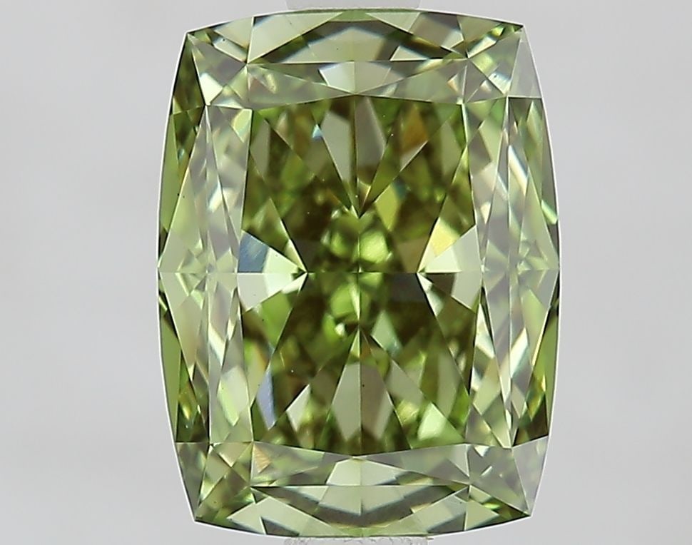 Loose Diamond - CUSHION MODIFIED 2.08ct Fancy Vivid Green VS1: Loose Diamond - CUSHION MODIFIED 2.08ct Fancy Vivid Green VS1 Source: This is a real non-mined Diamond that has been grown in a lab Shape: CUSHION MODIFIED Carats: 2.08 Color: Fancy Vivid Green Certif