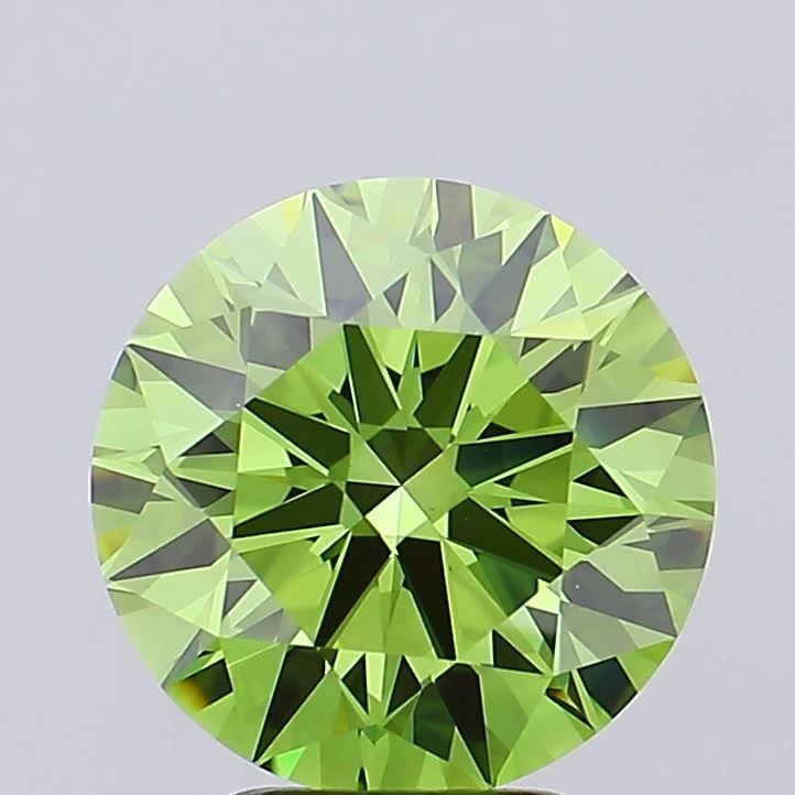 Ideal Loose Diamond - ROUND 4.0ct Fancy Vivid Green VS1: Ideal Loose Diamond - ROUND 4.0ct Fancy Vivid Green VS1 Source: This is a real non-mined Diamond that has been grown in a lab Shape: ROUND Carats: 4.0 Color: Fancy Vivid Green Certification: IGI Video