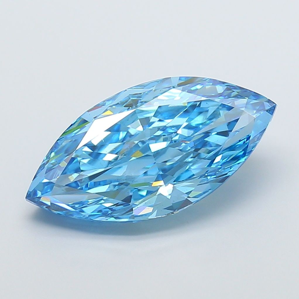Loose Diamond - MARQUISE 10.07ct Fancy Vivid Blue VS1: Loose Diamond - MARQUISE 10.07ct Fancy Vivid Blue VS1 Source: This is a real non-mined Diamond that has been grown in a lab Shape: MARQUISE Carats: 10.07 Color: Fancy Vivid Blue Certification: IGI Vid